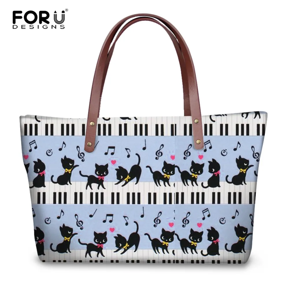 Womens Leather Top Handle Shoulder Handbag Cute Cats Large Work Tote Bag
