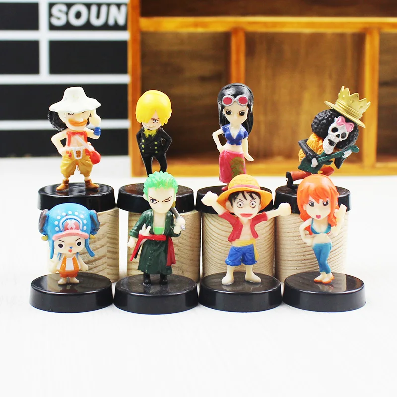 8pcs/lot Anime cartoon One Piece Mini Action Figures The Straw Hats