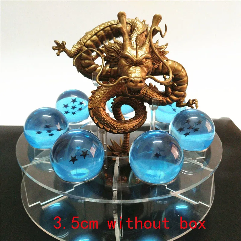 Dragon ball Z фигурка Shenron Shenlong Dragon ball фигурки дракона+ 7 хрустальных Драконовых шаров 4,2 см+ 1 полка brinquedos - Цвет: 3.5cm opp blue