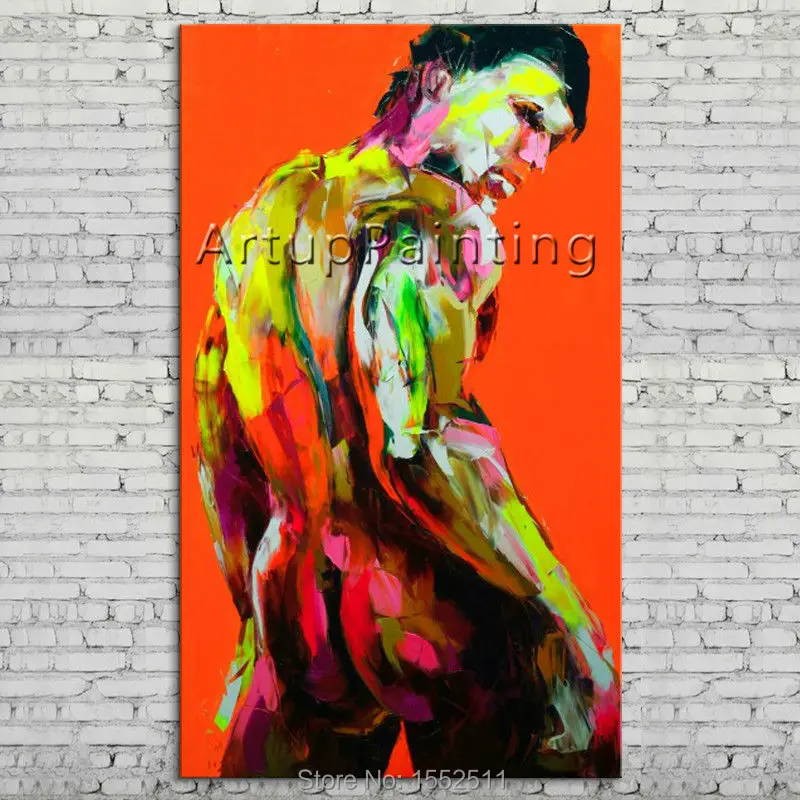 

Palette knife portrait Face Oil painting Character figure canva Hand painted Francoise Nielly wall Art picture 06-10-4