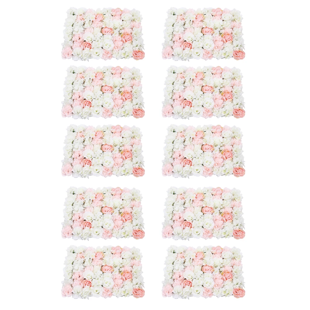 

Set of 10 Artificial Rose Flower Panels Simulation Flowers Wall Hanging Decoration Wedding Venue Backdrop Photography Props