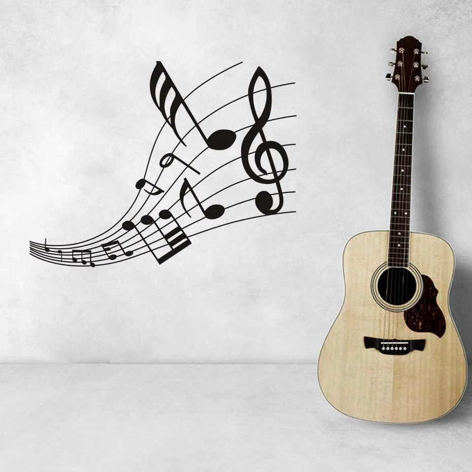 Home Decor Musical Scale Notes Wall Art Mural For Kids Bedroom Vinyl Sticker Removable Wallpaper Adhesive Wall Art Decals Poster (1)