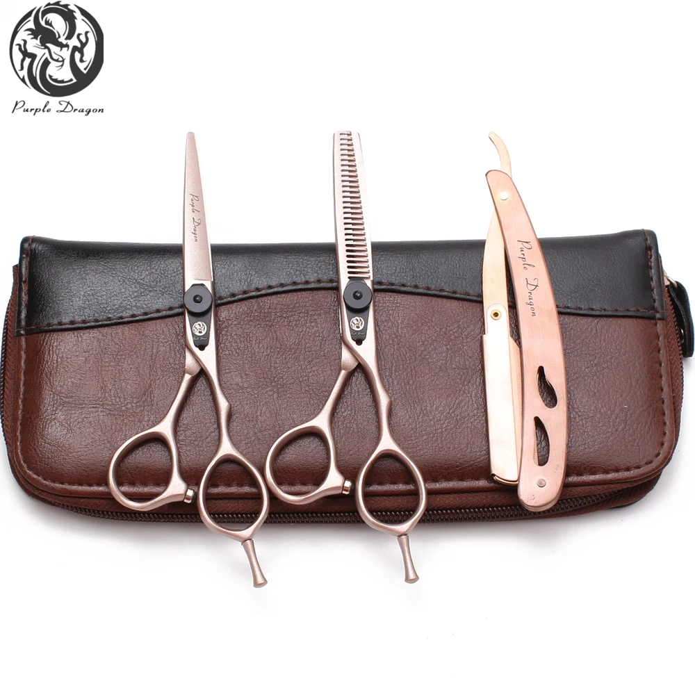 

6" 17.5cm Telfon Purple Dragon Z9015 Rose Gold Hairdressing Scissors Cutting Scissors Thinning Shears Professional Hair Scissors