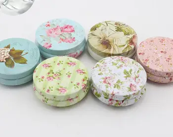 

100pcs Floral Pastoral Iron Storage Tank Box Bins Cans Metal Round Coffee Tea Snacks Candy Tin Storage Container Decor SN2331