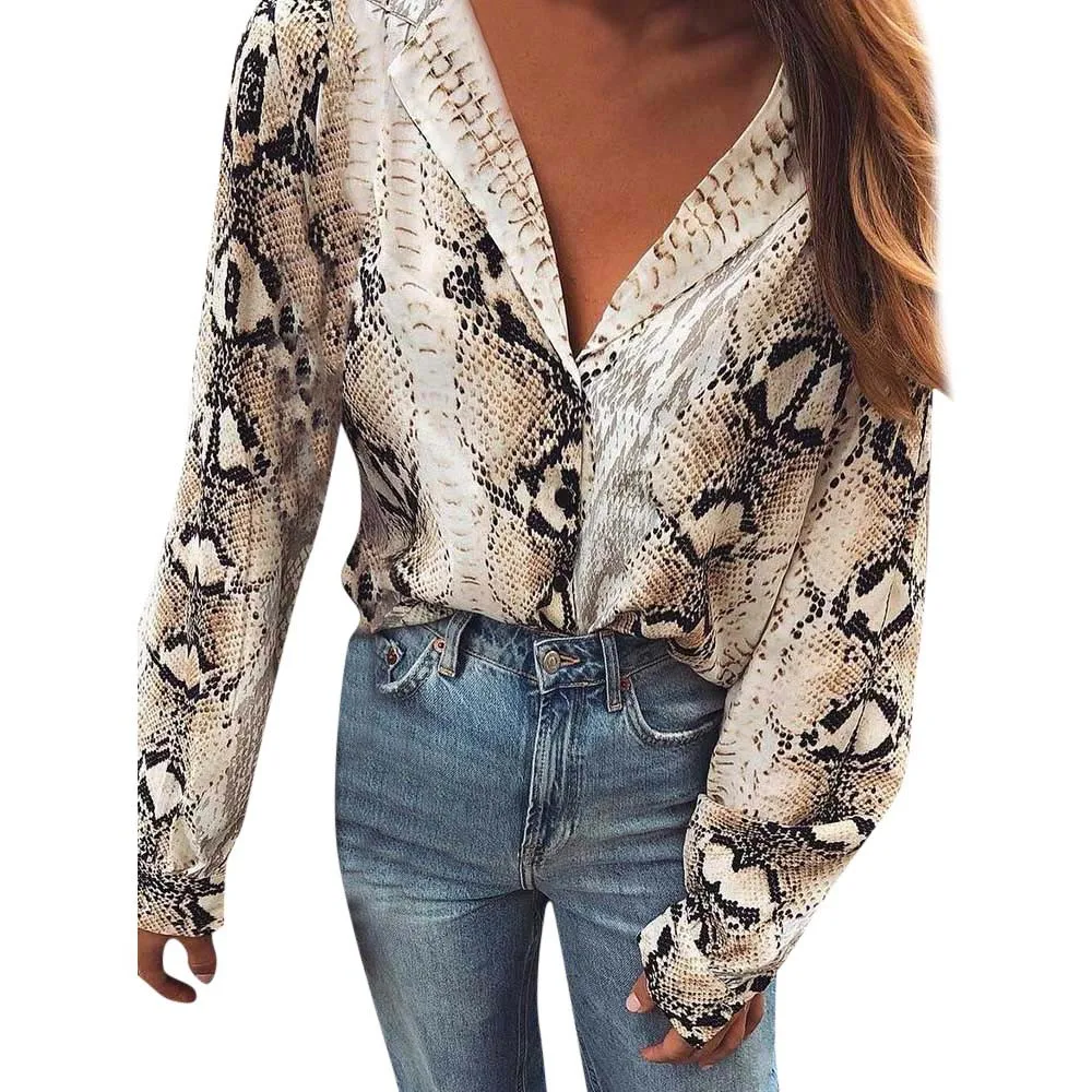 

Sexy Ladies Shirts Popular Womens Casual Leopard Printed Button Tops Women Long Sleeve Loose Shirt Top Blouse roupas feminina