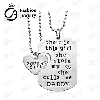 

There is This girl she calls me daddy Hand stamped Daddy Daughter Necklace father's day Gift Jewelry ,20Set/Lot ,LN1079D-N