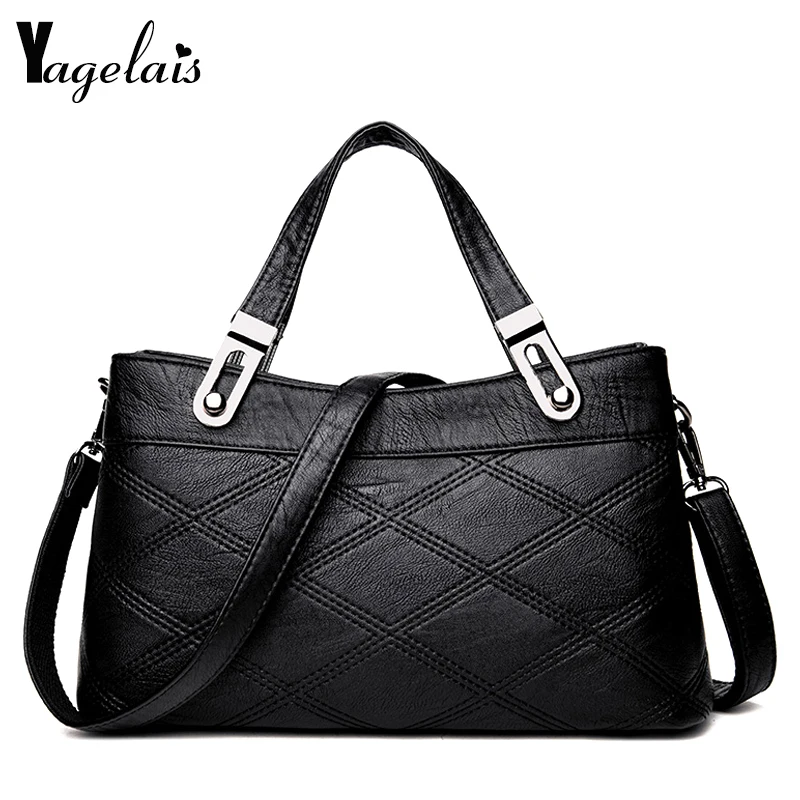 

Leather luxury handbags plaid women bags designer casual large capacity big shoulder crossbody bags for women tote bag sac