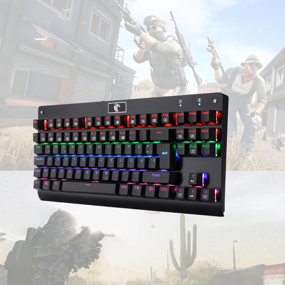 

E-YOOSO Z-77 USB Wired Gaming Mechanical Keyboard Ergonomic 88-Key Metal Panel with Colorful LED Backlight German/French Version