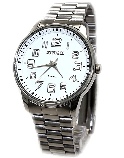 

Simple Watches For Men Shiny Silver Stainless Steel Band Round Silver Watches Case Elegant Fashion Watch FW599A