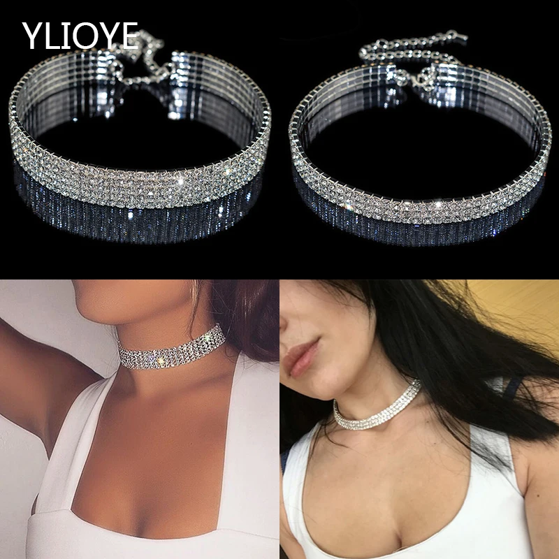 Женское Ожерелье, растягивающееся, с кристаллами|Колье| | - AliExpress