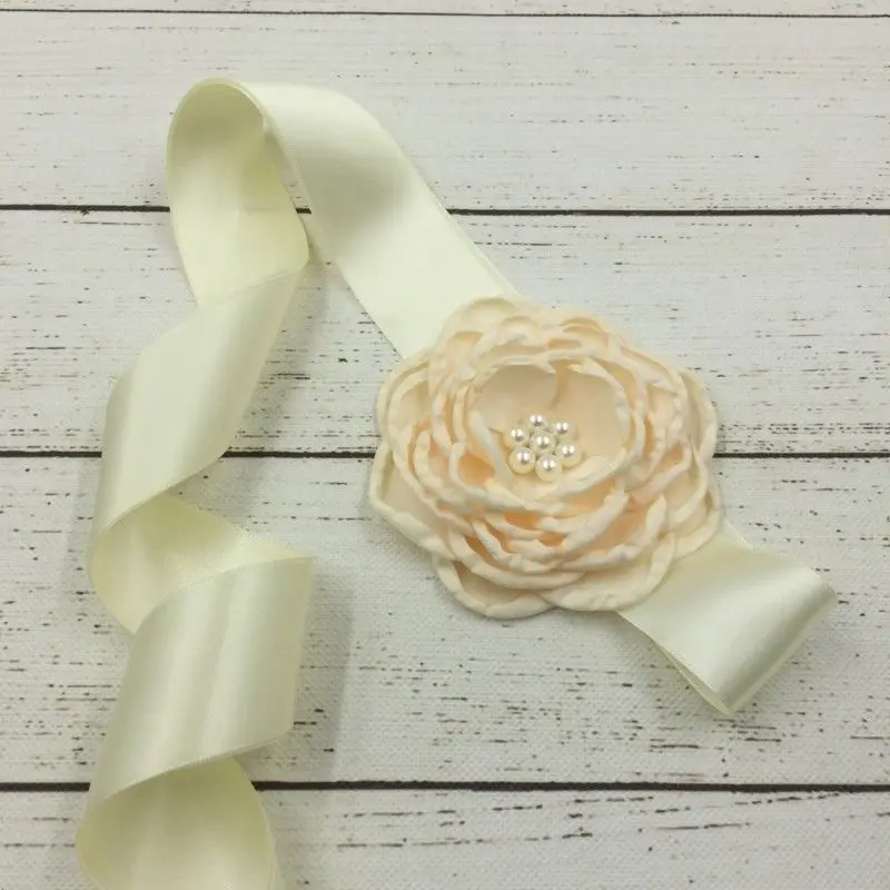 Beauty Kids Flower Girl Satin Silk Flower Sash Belt Wedding Dress Waist Belt