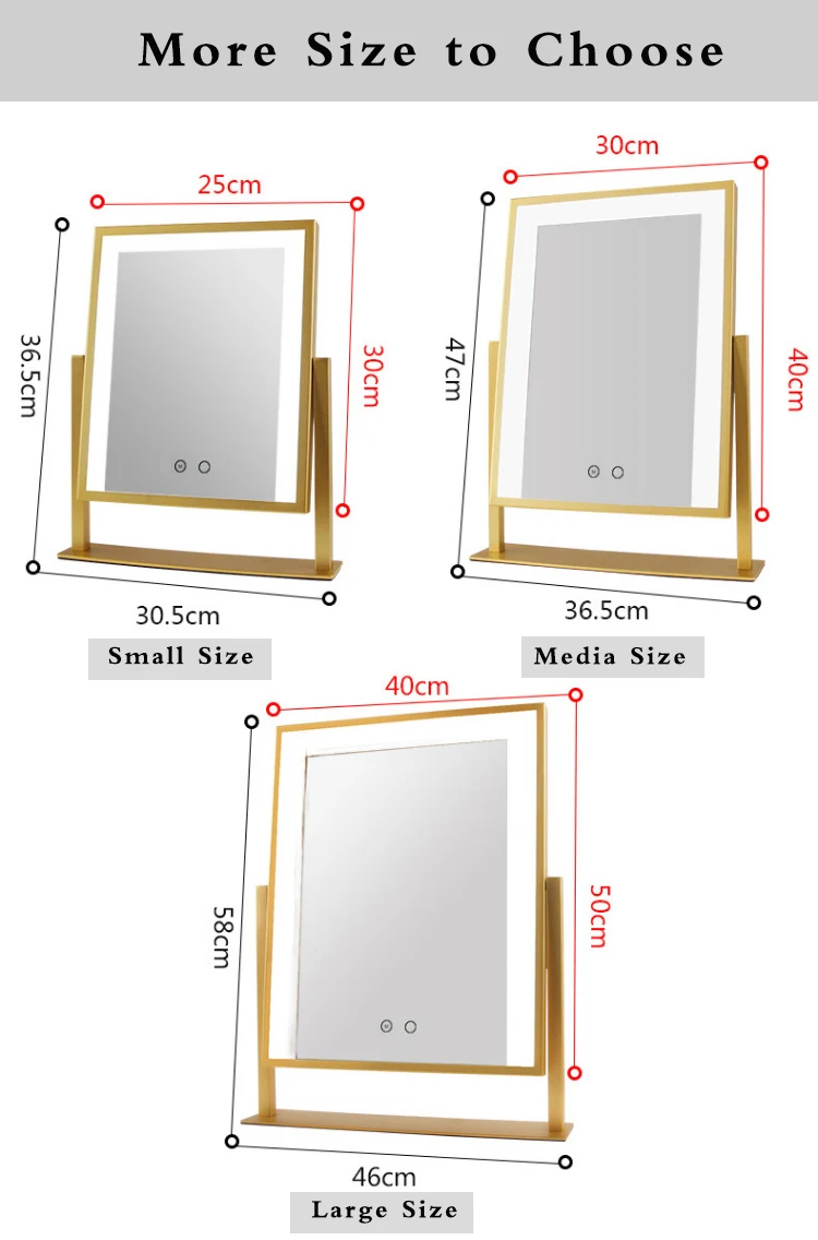 Espelho de Maquiagem com Luzes Hollywood Estilo Strip Espelho Cosmético Iluminado Vaidade Tabletop Touch Screen Espelhos Branco Led 10 High Quality Beleza e saúde