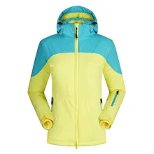 Женские уличные куртки для катания на лыжах, водонепроницаемая теплая ветровка с капюшоном, Лоскутная зимняя спортивная верхняя одежда для кемпинга для туризма