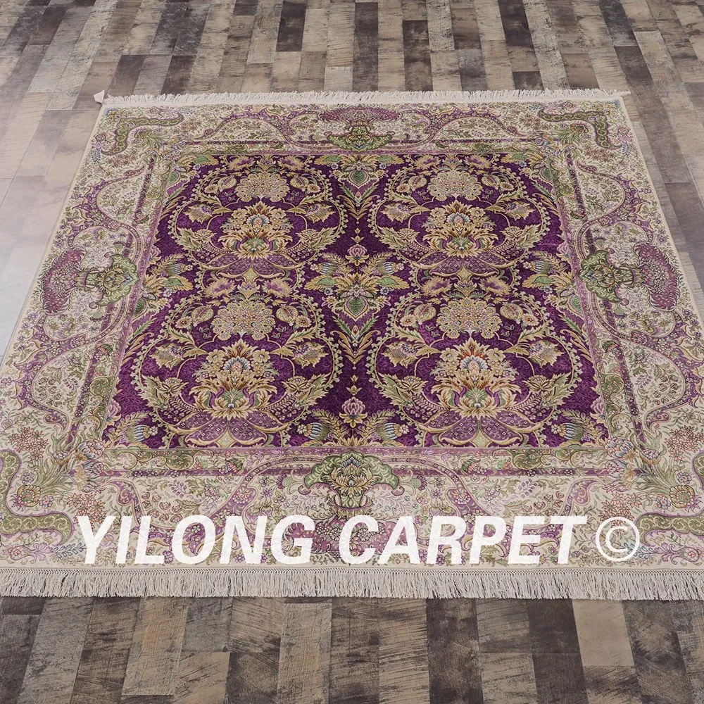 Yilong 6'x6 'площадь ручной Oriental персидский шелковый ковер кашмир шелковый ковер(SL120A6x6