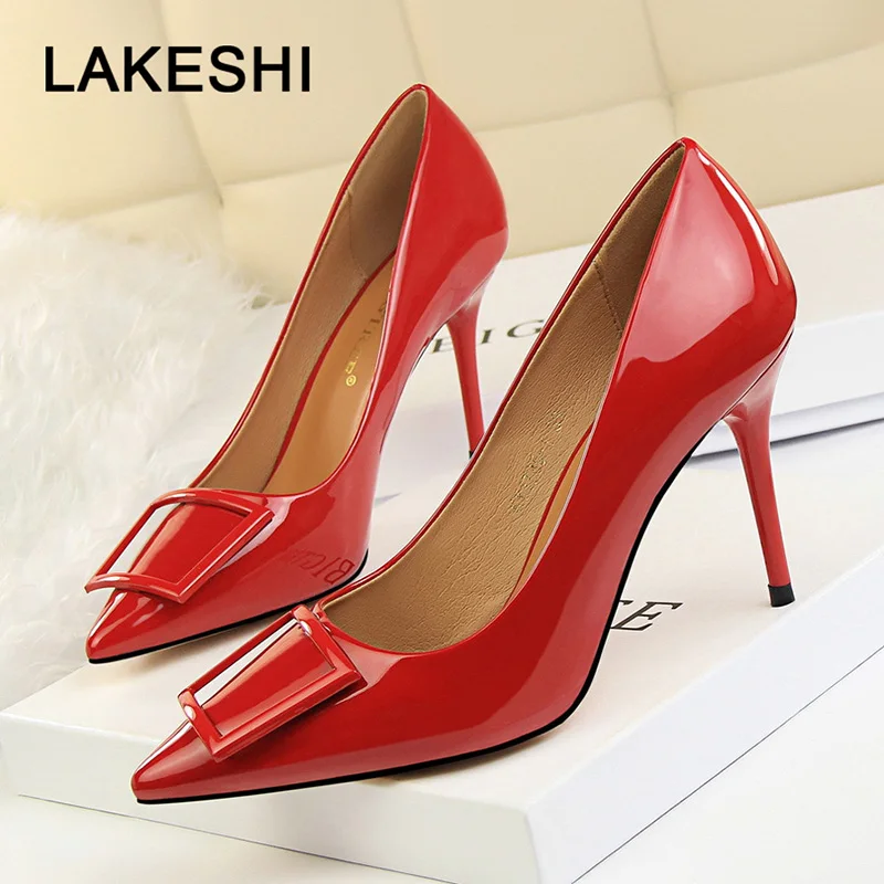 Women Pumps 2019 New Kitten Heels Spring High Heels Women Shoes Patent Leather Ladies Shoes Sexy Wedding Shoes Women Stiletto