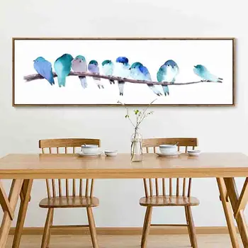 

Modern Blue Birds Concise vitality and energetic singing birds charming art canvas pictures Wall Posters for home decorations