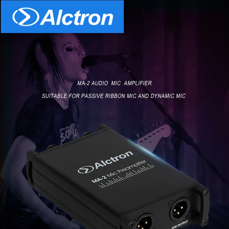 Alctron MA-2 профессиональный микрофонный предусилитель двухканальный микрофонный усилитель для ленты и динамического микрофона