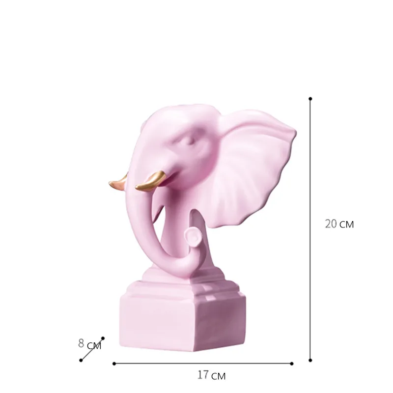  European Style Simulation Elephone Head Resin Statue Decoration Creative Living Room Bedroom Orname - 33004627665