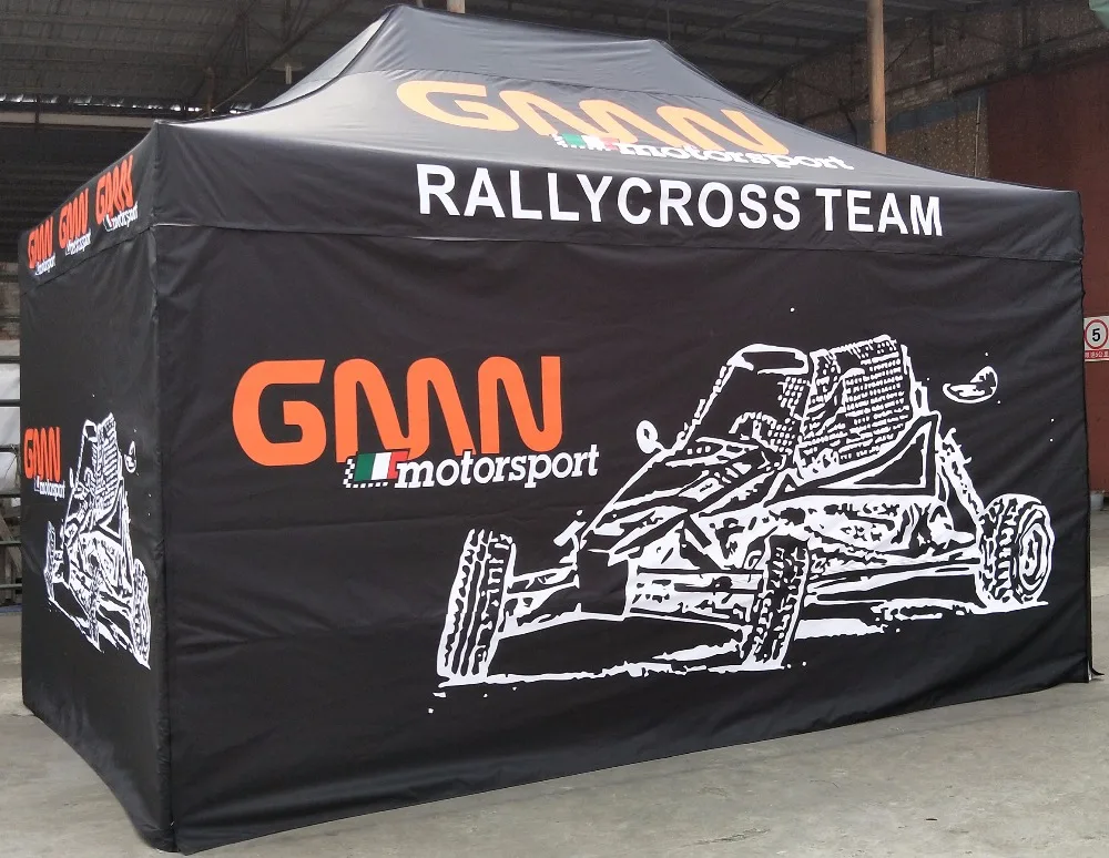 

10"X15" folding tent with customized logo, single side four full walls and canopy for 3mX4.5m aluminum and steel frame
