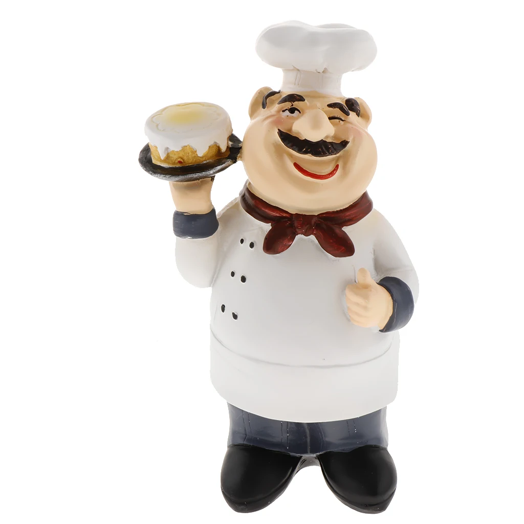 Resin Cook Statue Decorative Ornaments French Chef Figurines for Kitchen Restaurant Cafe Decor Home Shop Ornament