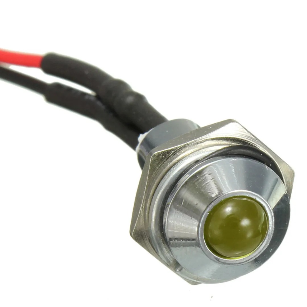 1pcs 12V 8mm Metal Waterproof Car Truck LED Indicator Pilot Dash Light Lamp
