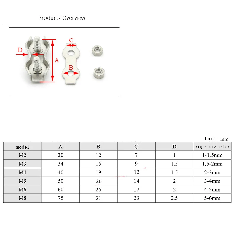 2 шт. 304 зажимы для троса из нержавеющей стали одинарные/двойные зажимы для кабеля M2 M3 M4 M5 M6 для стальной проволоки s