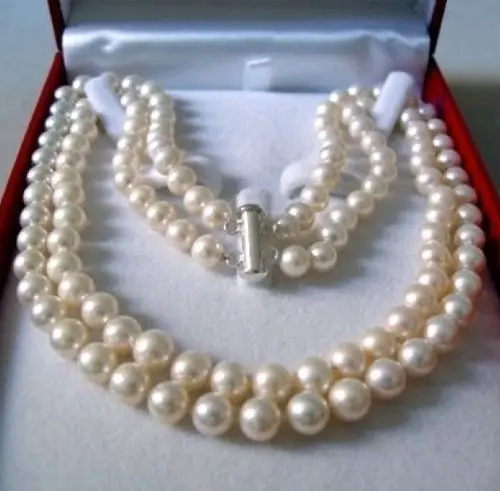 

Free shipping >>>>>>2 Rows 8-9 MM AKOYA SALTWATER PEARL NECKLACE KJ33