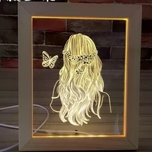 Новая 3d креативная Новинка теплая светодиодная 3d акриловая настольная лампа уникальный декоративный альбом рамки 3d ночные светильники Настольная лампа