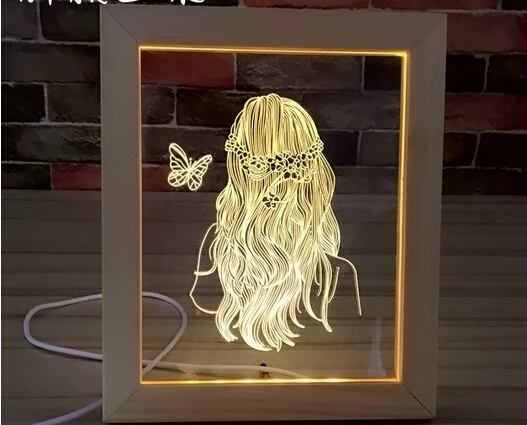New 3d Creative novelty warm led Acrylic table desk lamp light Unique decorative Album frames nightlights Lamp | Лампы и освещение