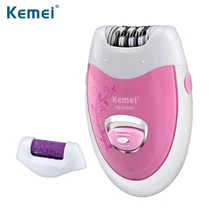 Kemei 6199A Women Rechargeable Electric Shave lady’s Epilator Grinding Feet Device Bikini Trimmer Professional Female Care