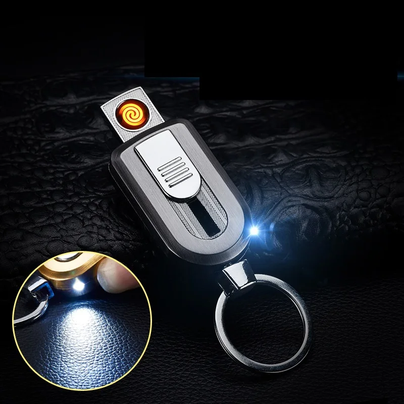 USB lighter with lamp, creative Keychain pendant, electronic cigarette
