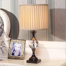 Качества в европейском стиле Модный винтажная ткань абажур K9 с украшением в виде кристаллов Led E27 настольная лампа для свадебного декора Гостиная Спальня настольная лампа 1415