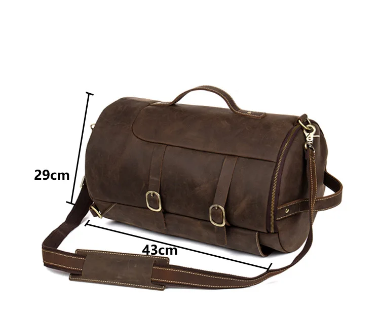 Größe des Woosir Vintage-Herrenrucksacks aus echtem Leder