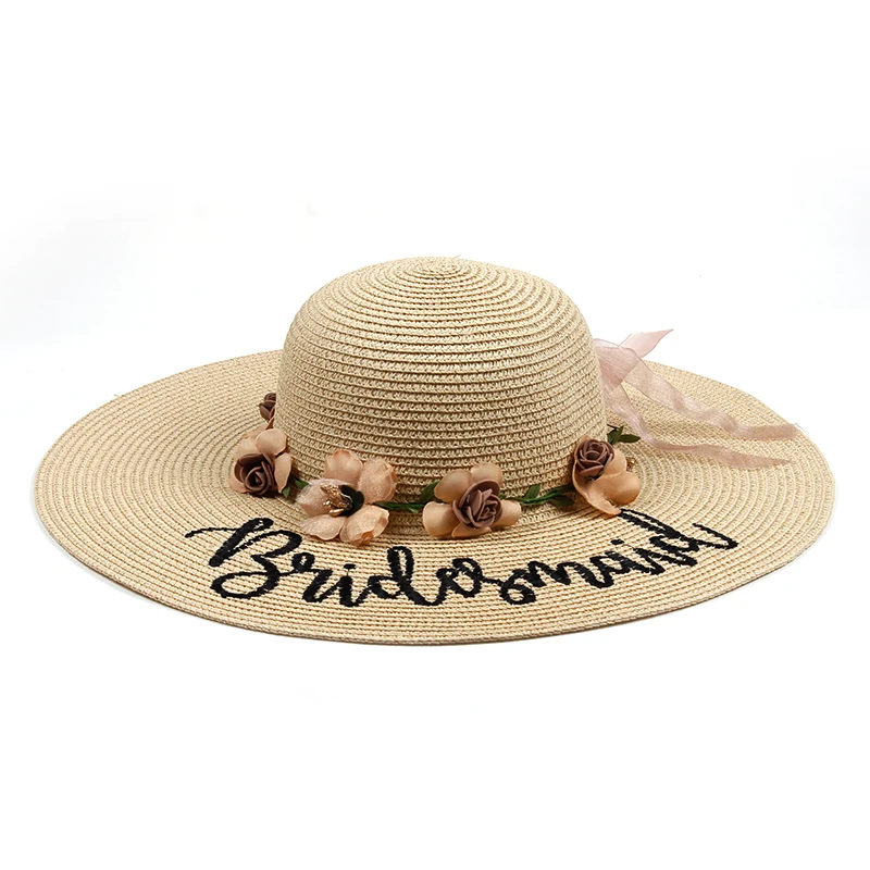 Брендовые новые пляжные свадебные шляпы для невесты с цветами, соломенная шляпа для медового месяца, вечерние соломенные шляпы для невесты