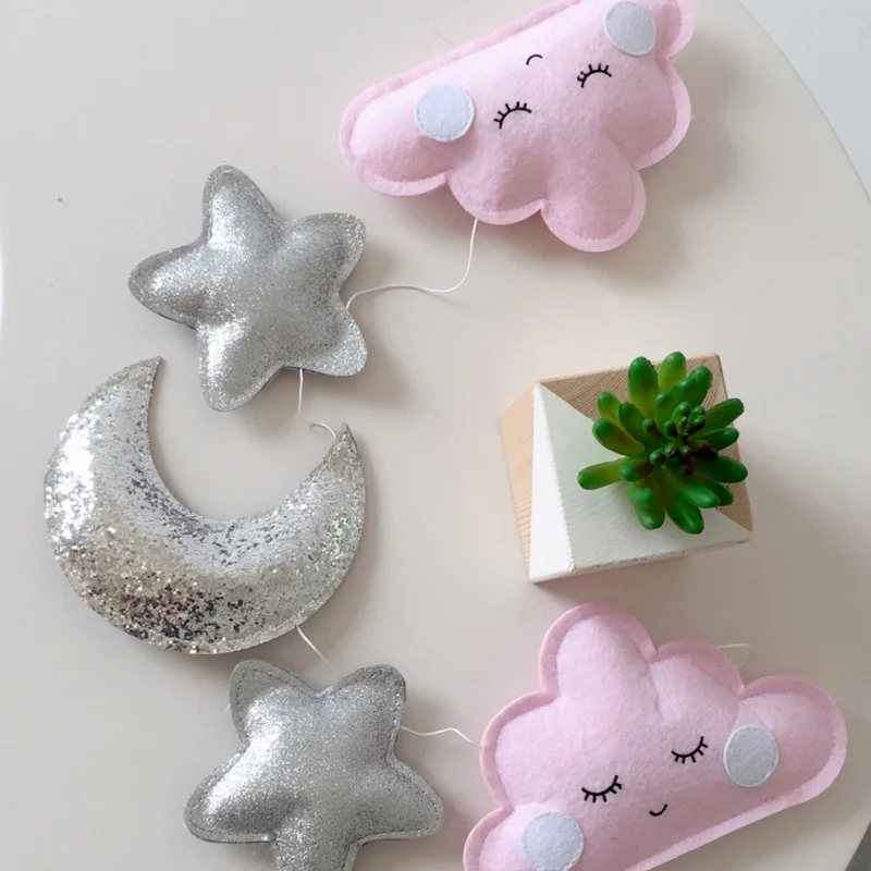 

Ins Style Moon Cloud Star Hanging Decor Kids Play Tent Decoration Tent Props Baby Bed Room Hanging Ornaments String