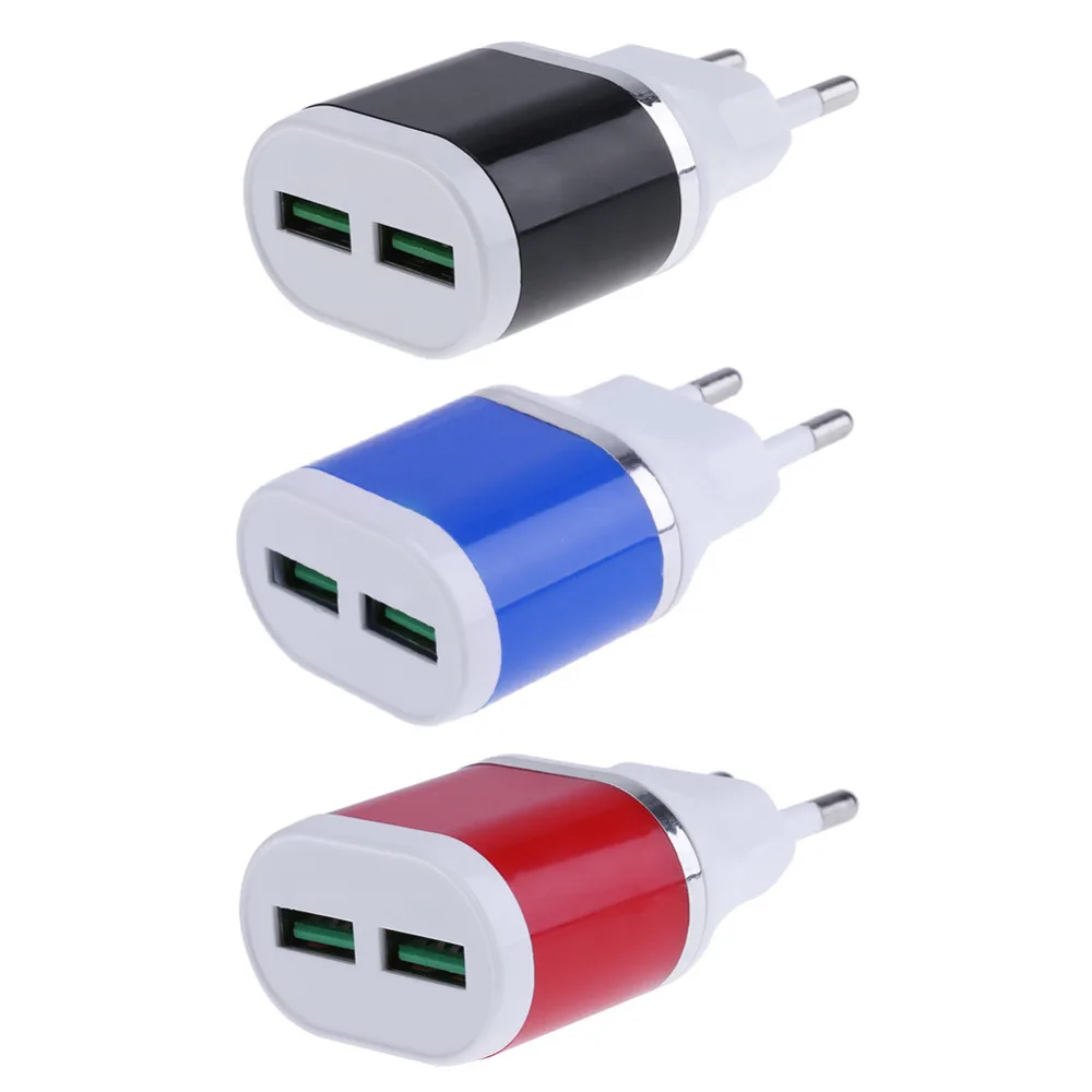

EU Plug Mini Portable Dual USB Port Charger Socket DC 5V 2.1A AC 220V Travel USB Hub Power Socket Charger For Smartphone MP3