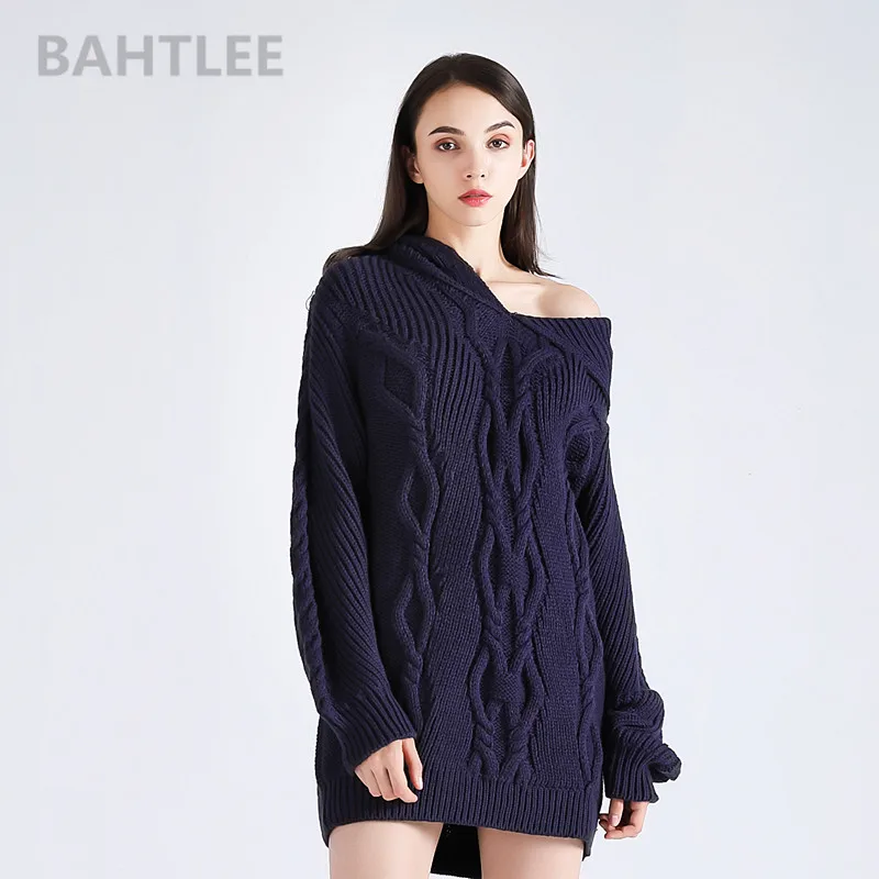 Зимние женские шерстяные вязаные пуловеры BAHTLEE с защитой от пиллинга свитер