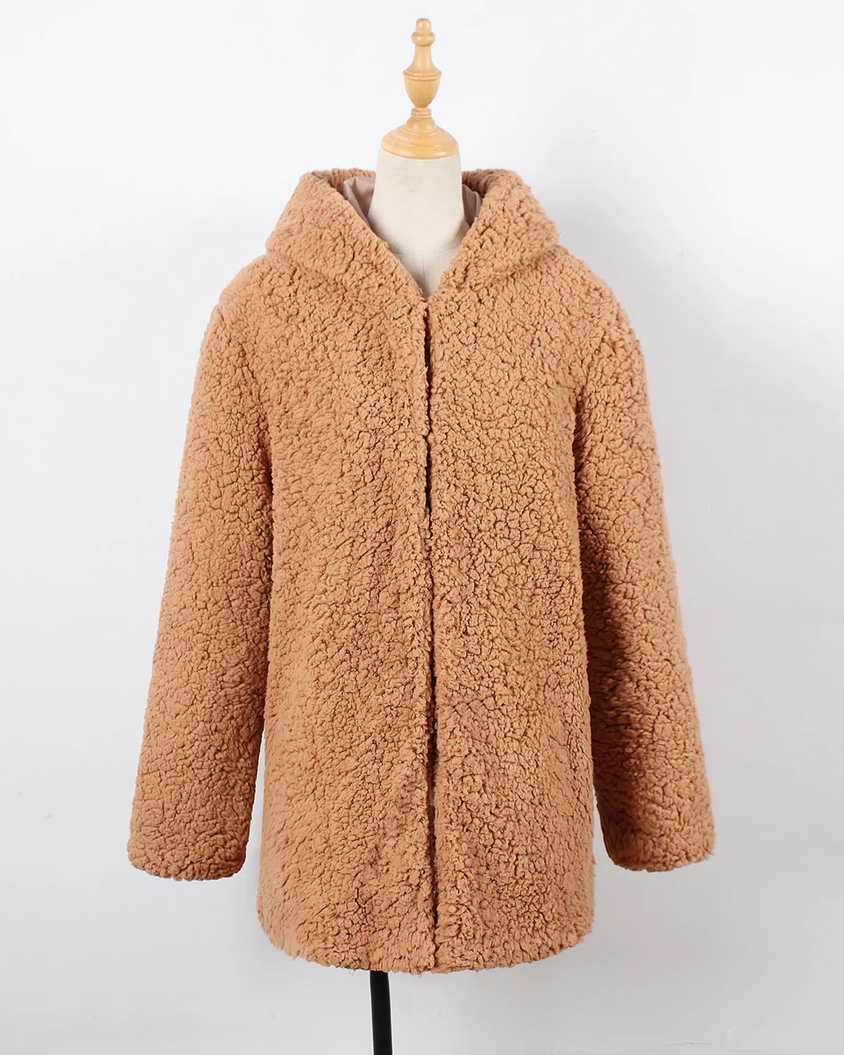 Mode Tan Automne Manteau Femmes Vêtements Fourrure D'hiver À Faux dk De Green Décontracté 036 Et Nouvelle Femelle Blanc Wt Tan dk Capuche noir Éclair Fermeture lt 1tnOE7qw