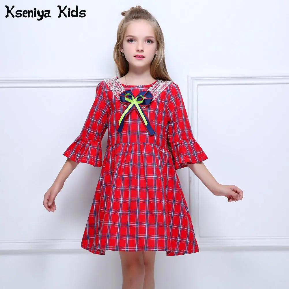 Baby Autumn Winter Solid Dress Kids Girls Bow Ruffles Bowtie Dresses Clothes UK