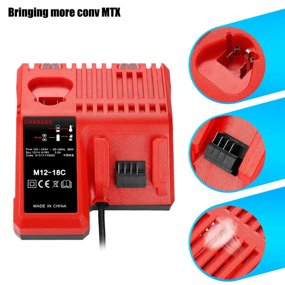 Сменное зарядное устройство для аккумулятора Milwaukee M12 12V 48-59-2401 48-11-2402 14 4 v-18v M18 EU