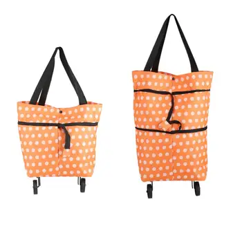 

Foldable Shopping Trolley Bags Rolling Wheels Oxford Cloth Storage Grocery Cart Reusable Shopper Bags Items Gear Stuff