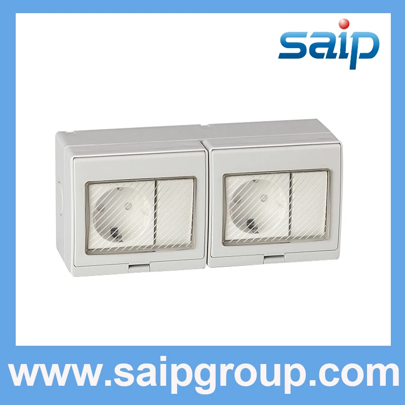 

Newest design Waterproof two-position switch with two German style socket SP-2SRS