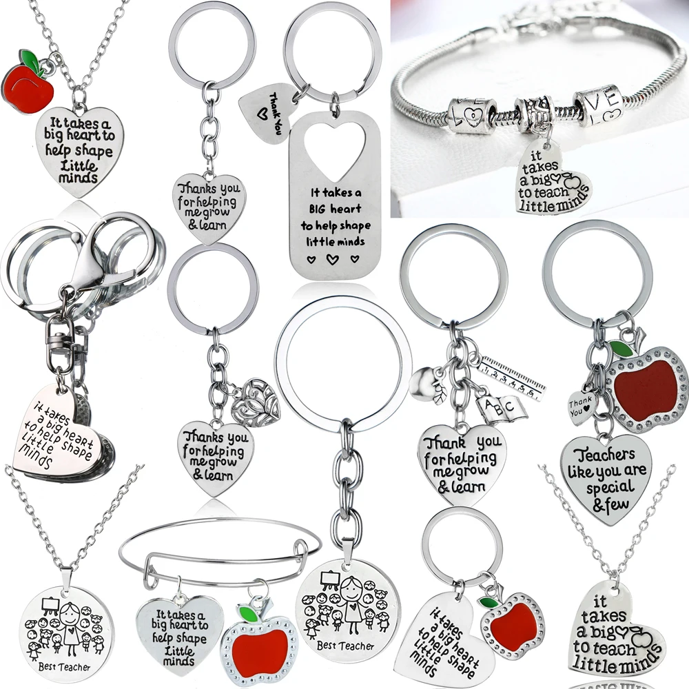 

Love Heart Keyring Keychain Apple Heart Charms Pendants Gifts For Teacher Key Chain Key Ring Teachers Day Gifts