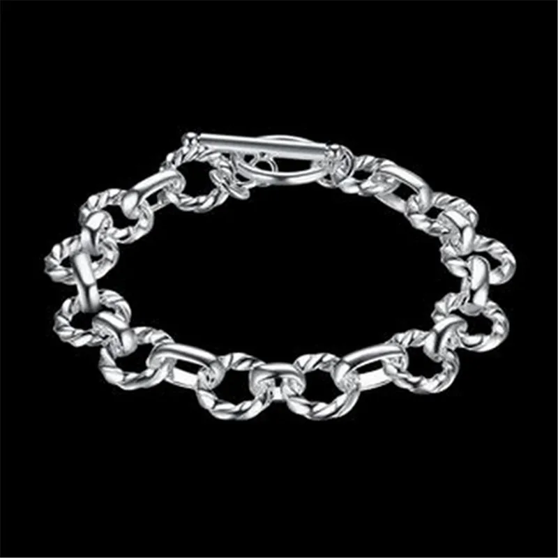 

Antique Silver Original Women Glass Charm Rolo Chain Bracelet Bangle Fit Charm Bracelet Wedding Party Gift