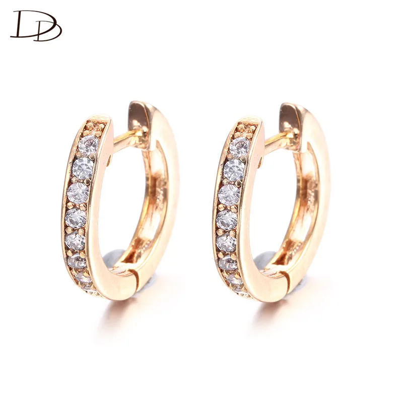 

gold plated Hoop Earrings for women accessories AAA Cubic Zircon diamond jewelry wholesale simple circle vintage style DDe052