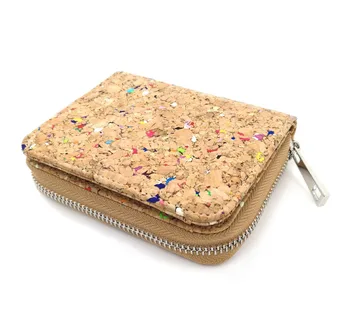 

Rustic Cork Card Wallet Vegan Short Wallet for Women Men Wooden Coin Purse