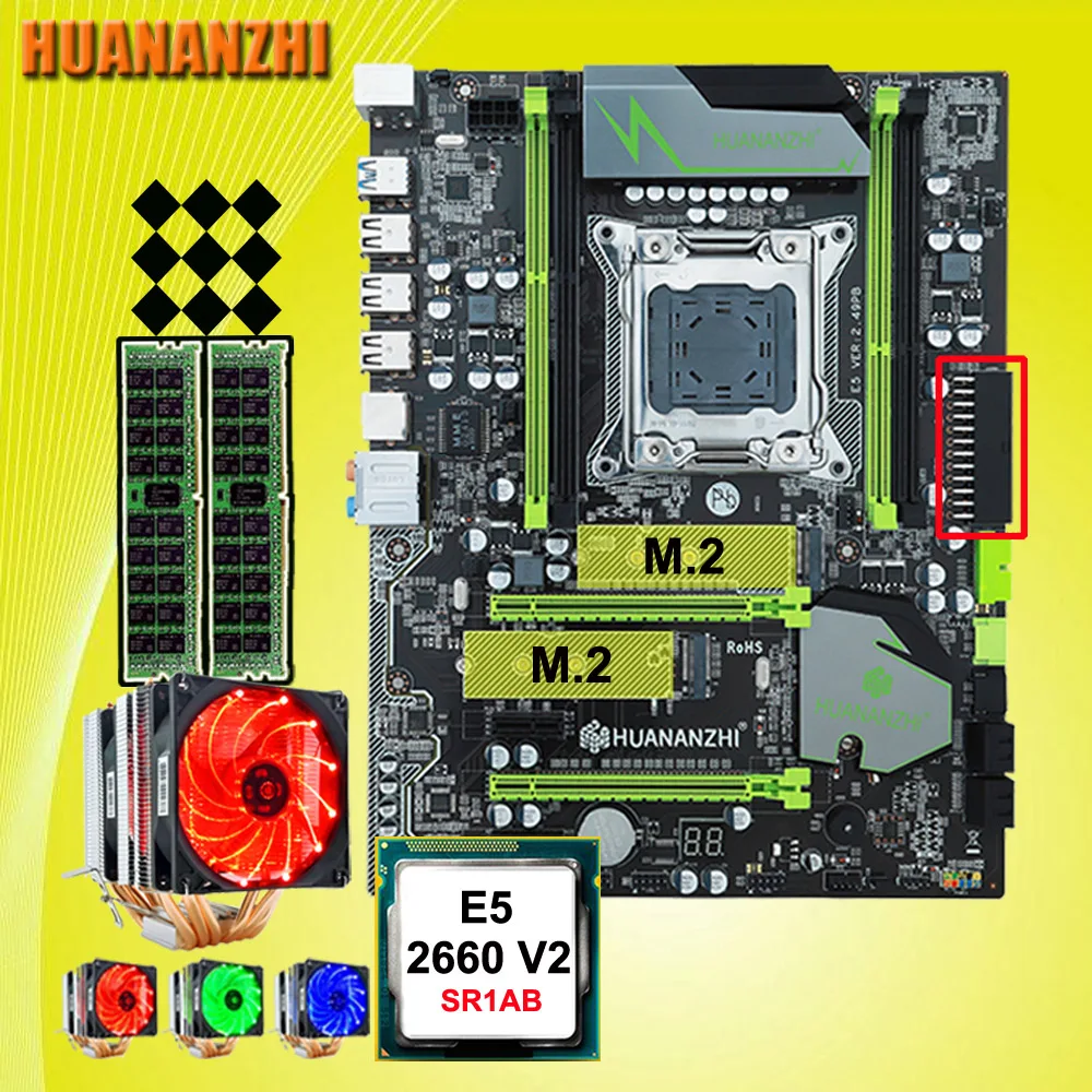 #Special Offers On sale brand HUANANZHI X79 Pro motherboard with DUAL M.2 NVMe SSD slot CPU Intel Xeon E5 2660 V2 6 tubes cooler RAM 32G(2*16G)