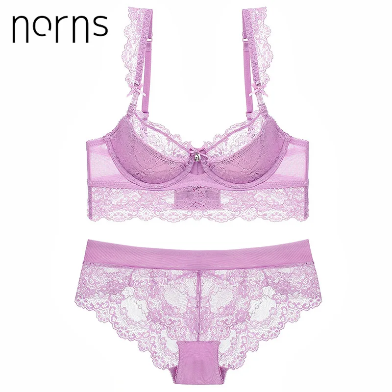 Kopen Norns vrouwen Dunne sexy kant bralette set ondergoed push up lingerie femme sexy beha en kant plus size lingerie set