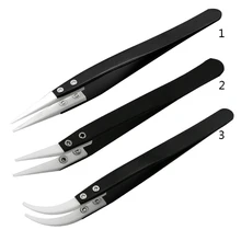 Антистатические керамические Tweezers электронная сигарета промышленные керамические пинцеты с изолированным острым прямой изогнутый кончик