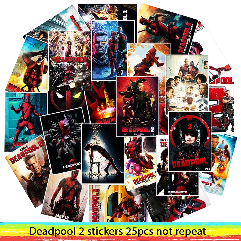 

25pcs Marvel SuperHeroes Deadpool 2 stickers For Luggage Laptop Art Painting DIY Poster Stickers waterproof skateboard toy